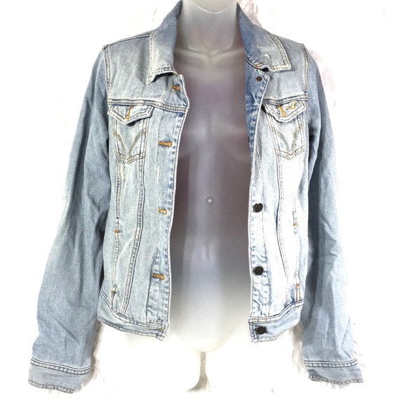 Hollister Jackets & Blazers - Hollister Jean jacket coat light wash distressed